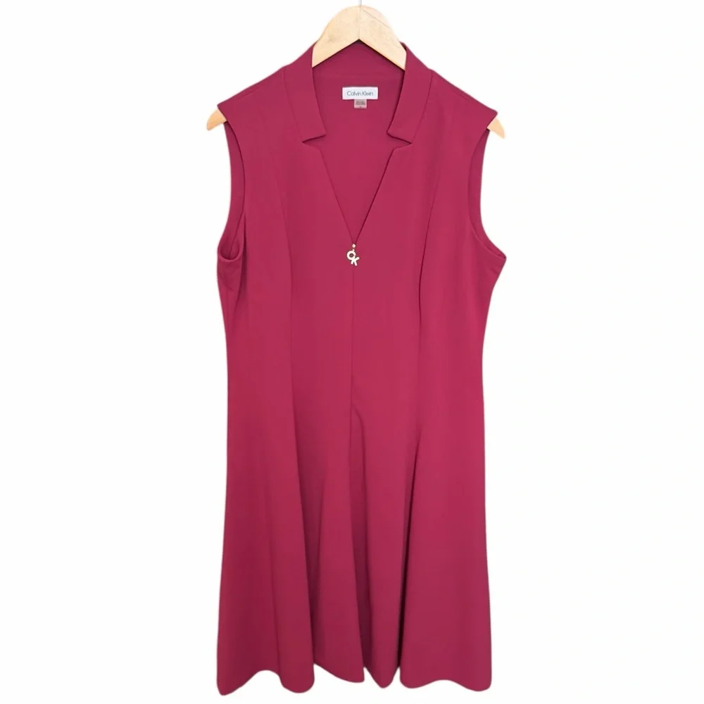 Calvin Klein pink v neck dress size 14 stretch work career office occasion event